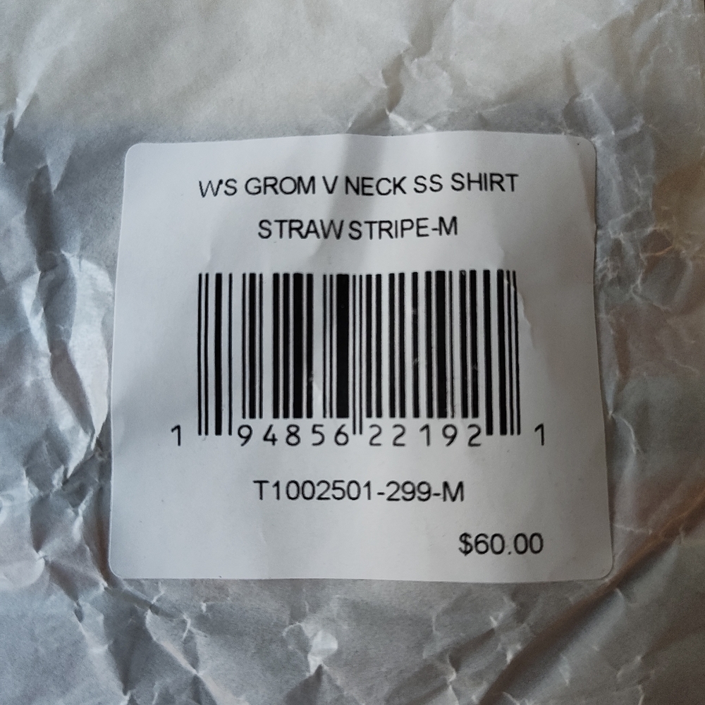 Toad & Co Women's Grom V-Neck Short Sleeve Tee Shirt Size M In Straw Stripe NWT - Picture 8 of 8